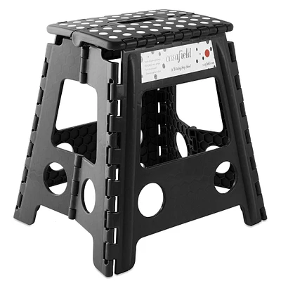 Casafield 16" Folding Step Stool with Handle, - Portable Collapsible Small Plastic Foot Stool for Adults - Use in the Kitchen