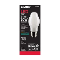 6Pk - Satco 8w BT15 LED 4000K Medium Base White Dimmable - 60w equiv