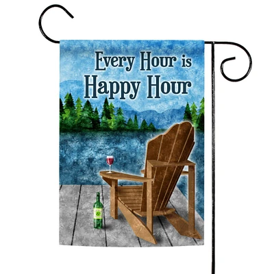 Toland Home Garden Blue and Brown Happy Hour Lake Outdoor Garden Flag 18" x 12.5"