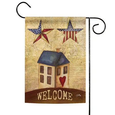 Toland Home Garden Brown and Blue American Stars Welcome Outdoor Garden Flag 18" x 12.5"