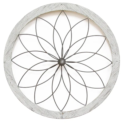 Contemporary Home Living 25.75" Flower Metal and Wood Wall Decoration