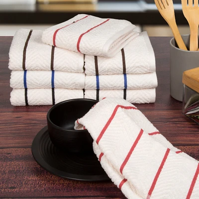 Lavish Home 100% Combed Cotton Dish 8 Pack Cloths Pack  Absorbent Chevron Weave Kitchen Dishtowels, Cleaning Drying