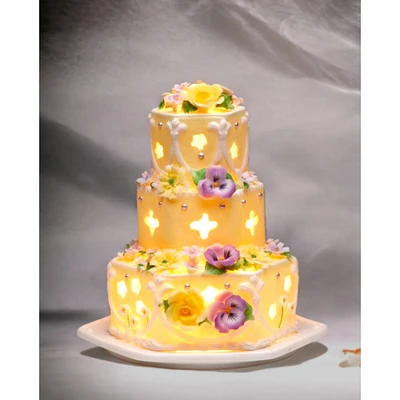 kevinsgiftshoppe Ceramic Pansy Flower Cake Candle Holder, Home Dcor, Gift for Her, Gift for Mom, Nature Lover Gift, Wedding Decor