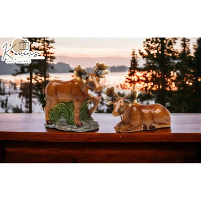 kevinsgiftshoppe Hand Painted Ceramic Moose Couple Salt and Pepper Shakers, Home Dcor, Gift for Her, Gift for Mom, Kitchen Dcor, Cabin
