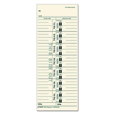 TOPS Time Clock Cards Replacement for 10-800292 One Side 3.5 x 9 500/Box