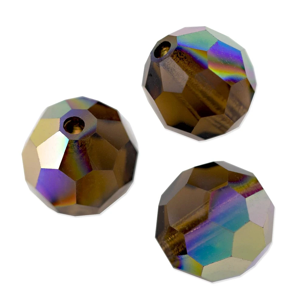 Preciosa Crystal Round Bead 4mm Smoked Topaz AB (Package of 20)