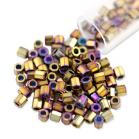 Miyuki Delica Seed Bead Hex Cut 8/0 Metallic Nickel Plated AB