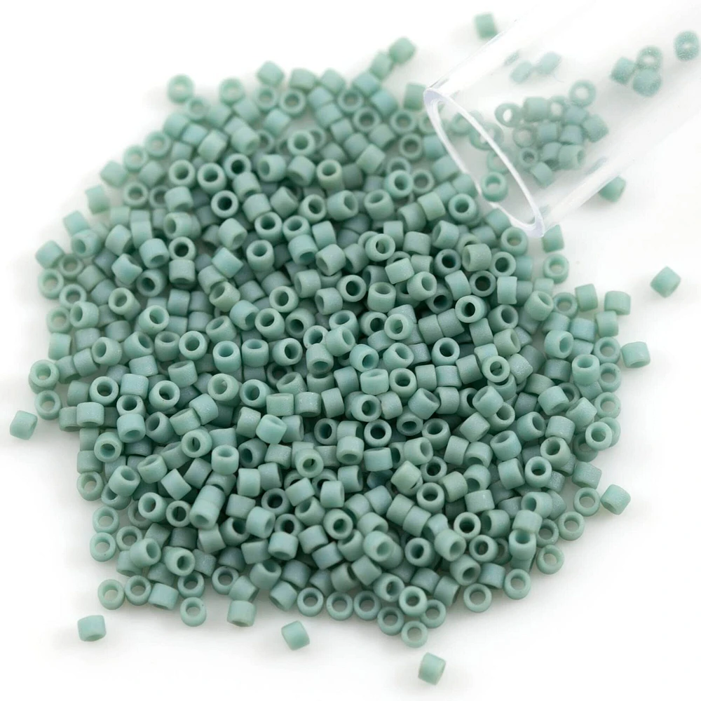 Miyuki Delica Seed Bead 11/0 Matte Opaque Glazed Luster Green AB