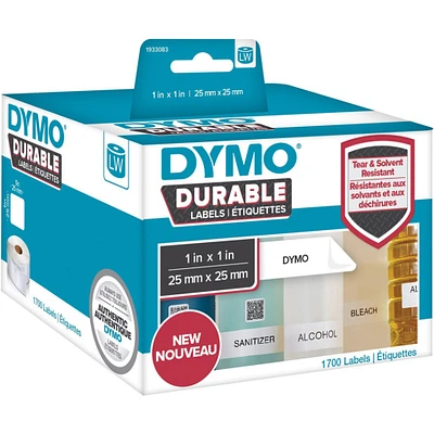 Dymo Multipurpose Label 63/64 x 63/64 Length Square Direct Thermal White Polypropylene 1700/Roll