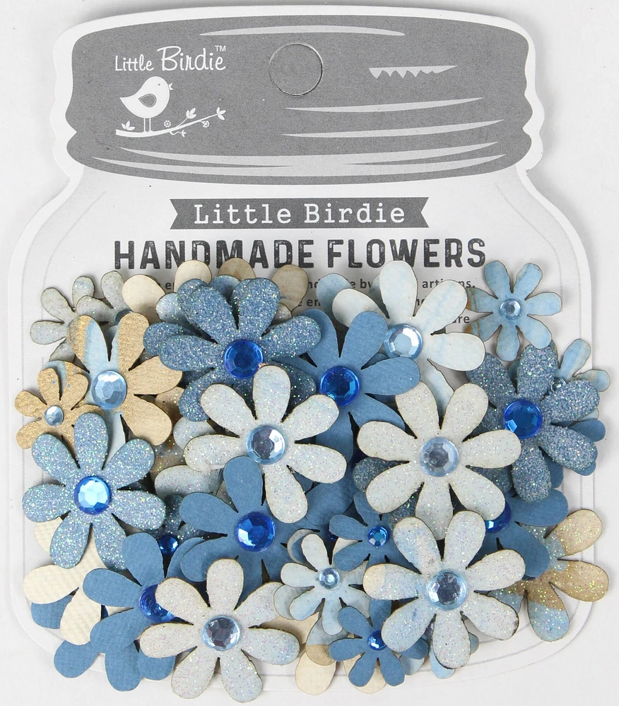 Little Birdie Sparkle Florettes Paper Flowers 60/Pkg