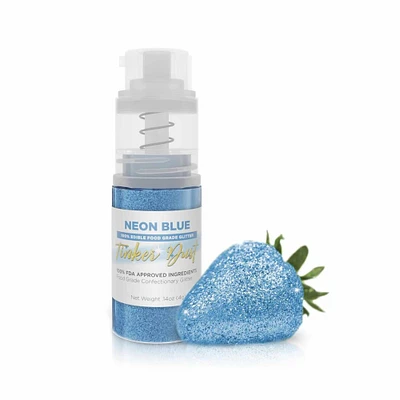 Neon Blue Edible Glitter Spray - Edible Powder Dust Spray Glitter for Food, Drinks, Strawberries, Muffins, Cake Decorating. FDA Compliant (4 Gram Pump)