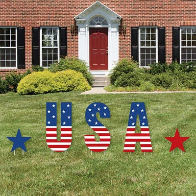 Big Dot of Happiness Stars & Stripes - Yard Sign Outdoor Lawn Decorations - Memorial Day, 4th of July & Labor Day USA Patriotic Party Yard Signs - USA