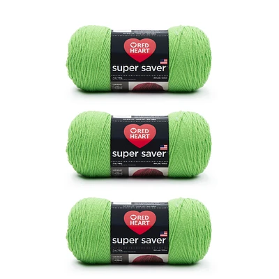 Red Heart Super Saver Spring Green Yarn - 3 Pack of 198g/7oz - Acrylic - 4 Medium (Worsted) - 364 Yards - Knitting/Crochet
