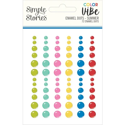 Color Vibe Enamel Dots Embellishments 72/Pkg-Summer