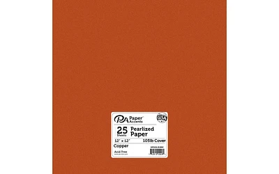 PA Paper Accents Pearlized Cardstock 12" x 12" Copper, 105lb colored cardstock paper for card making, scrapbooking, printing, quilling and crafts, 25 piece pack