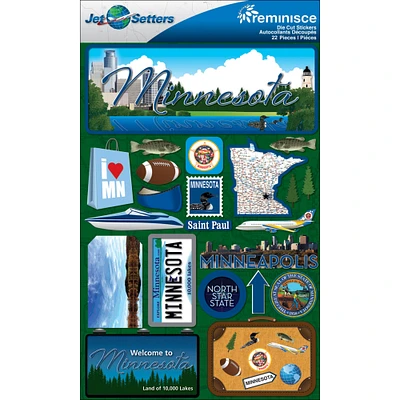 Reminisce Jet Setters State Dimensional Stickers 4.5"X7.5"-Minnesota