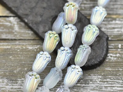 *12* 12x8mm Matte Blue Crystal Vitrail Tulip Beads