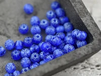 *50* 4mm Turquoise Etched Matte Cobalt Round Druk Beads