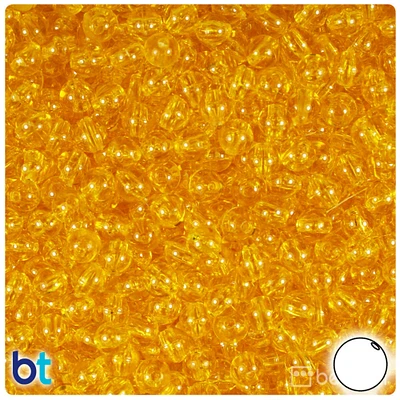 BeadTin Dark Yellow Transparent 6mm Round Plastic Craft Beads (500pcs)