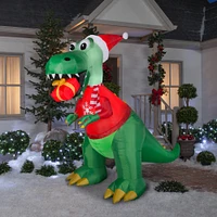 8.5' Gemmy Airblown Inflatable Christmas T-Rex Dinosaur w/ Gift 881903