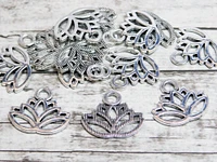 *10* 15x17mm Antique Silver Lotus Flower Charms