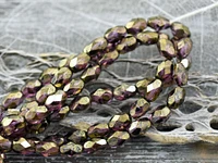 *20* 5x7mm Bronze Lustered Violet Fire Polished Faceted Oval Beads