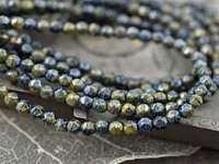 *50* 4mm Sapphire Picasso English Cut Round Beads