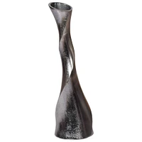 Aluminium-Casted Decorative Twisted Shape Flower Vase, Black Nickel 13.25 Inch