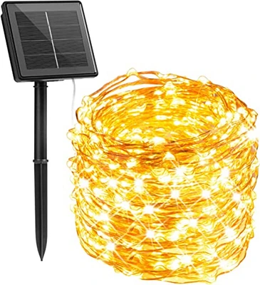 Perfect Holiday Solar Powered 200 LED Copper Wire Fairy Light