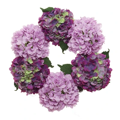 18" Magenta Pink Hydrangea Wreath with Grapevine Ring & Silk Blooms