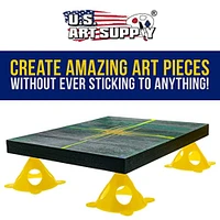 U.S. Art Supply Yellow Cone Canvas and Cabinet Door Risers - Acrylic and Epoxy Pouring Paint Canvas Support Stands (Pack of 20) Great to get Your Canvas or Cabinet Doors Pyramid Triangle Risers