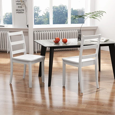 Set of 2 Wood Dining Chairs with Solid Rubber Wood Legs
