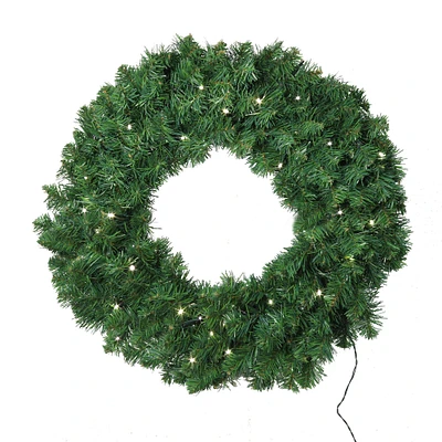 Pre-Lit Northern Spruce Pine Wreath | 20" Wide | 200 Lifelike Green Tips & 50 Battery Operated Lights | Indoor/Outdoor Use | Holiday Decor | for Front Door | Christmas Wreath | Home & Office Decor