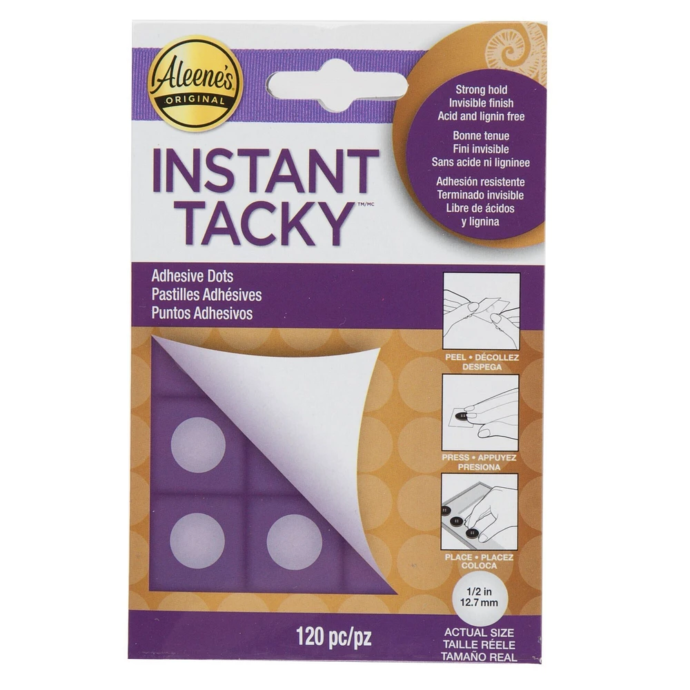 Aleene's Instant Tacky Adhesive Dots 1/2 Inch 120 pc.