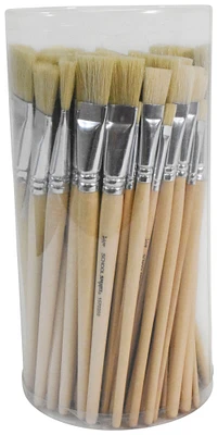 School Smart White Bristle Paint Brushes, Short Handle, Assorted Sizes, Set of 72