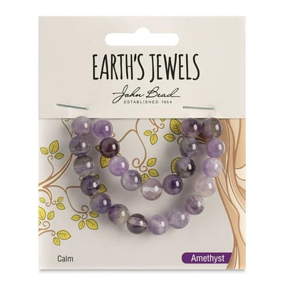 Earth's Jewels Semi-Precious Dogtooth Amethyst Natural Round Beads, 8mm