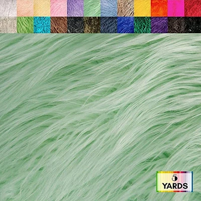 FabricLA Shaggy Faux Fur by The Yard | 180" x 60" | Craft & Hobby Supply for DIY Coats, Home Decor, Apparel, Vests, Jackets, Rugs, Throw Blankets, Pillows | Mint, 5 Yards