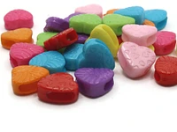 30 15mm Mixed Color Plastic Heart Large Hole Slide Beads