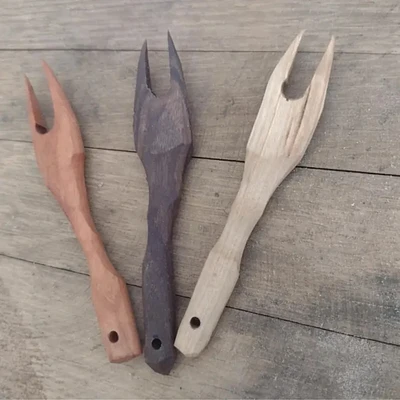 Charcuterie, Pickle, Or Olive Fork, Wooden Two Prong