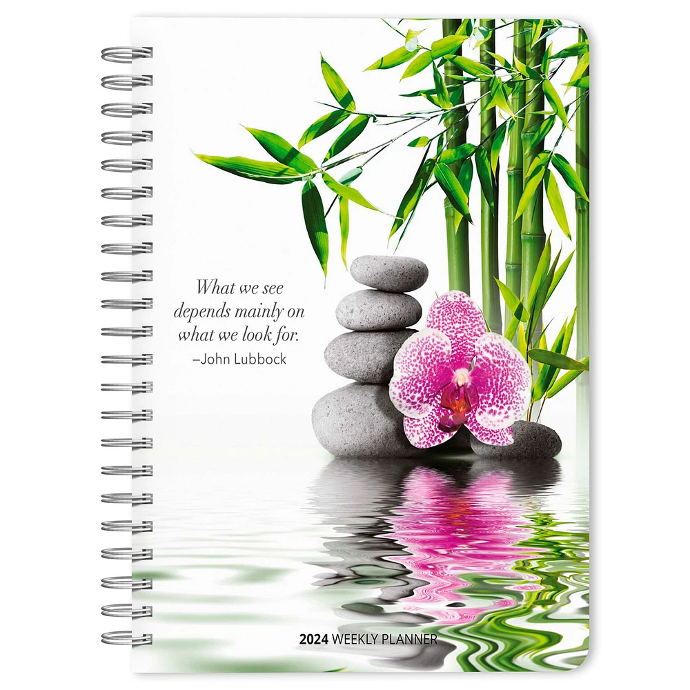 Mindful Living | 2024 6 x 7.75 Inch Weekly Desk Planner | Brush Dance | Art Quotes Photography Inspiration