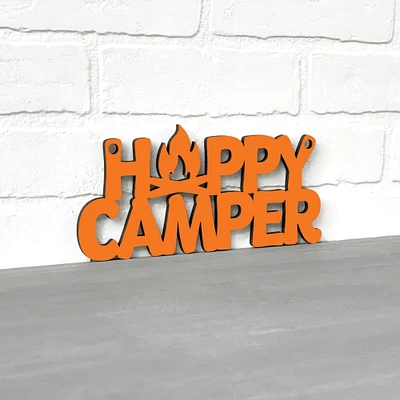 Spunky Fluff   - Happy Camper (Fire), Decorative Wooden Sign