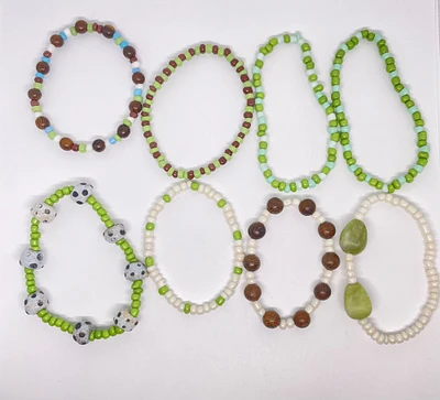 Forest themed bracelets made with seed beads