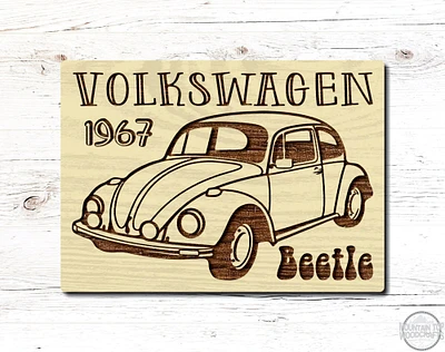 1967 Volkswagen Beetle VW Bug Wooden Sign Plaque Laser Engraved Vehicle Wall Art