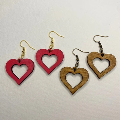 Wooden Heart Earrings | Gifts for Her | Heart Accessories | Gifts for Friends for Galentines Day | Cute Valentines Day Jewelry