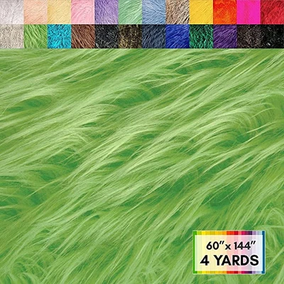 FabricLA Shaggy Faux Fur by The Yard | 144" x 60" | Craft & Hobby Supply for DIY Coats, Home Decor, Apparel, Vests, Jackets, Rugs, Throw Blankets, Pillows | Lime Green, 4 Yards