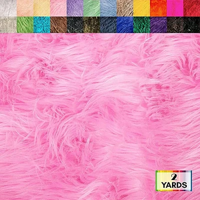 FabricLA Shaggy Faux Fur Fabric by The Yard - 72" x 60" Inches (180 cm x 150 cm) - Craft Furry Fabric for Sewing Apparel, Rugs, Pillows, and More - Faux Fluffy Fabric - Bubble Gum, 2 Continuous Yards