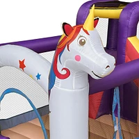 Cloud 9 Inflatable Unicorn Bounce House with Blower, Bouncer for Kids with Two Slides and Large Jumping Area