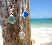 Sea Glass Pendant Necklace Petite Sterling Silver Pendant Beach Glass Jewelry Ocean Necklace for Mermaids Birthday Gift for Her Teacher Gift