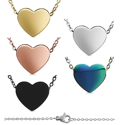 18K PVD Coated Stainless Steel Blank Heart Necklace