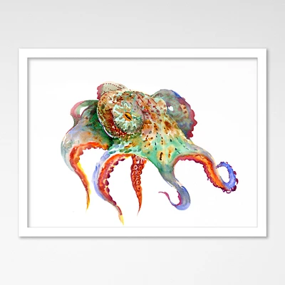 Octopus Red And Green by Suren Nersisyan  Framed Print - Americanflat